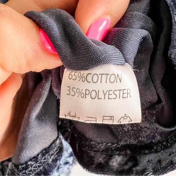 Sign Here Signature Blue Crushed Velvet Crew Neck Short Sleeve Oversized Tee XS - Picture 6 of 11